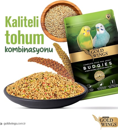 Gold Wings Premium Muhabbet Kuşu Yemi 6’lı Set - 6 x 1 kg (Toplam 6 kg) - Doğal Tohum Karışımı