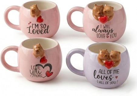3D Sarkan Capybara Figürlü Porselen Kupa - 420 ml Büyük Boy Kaliteli Porselen Bardak - 4 Farklı Modelden Biri (Sürpriz/Asorti) - Sevimli Hayvanlı Hediyelik Mug