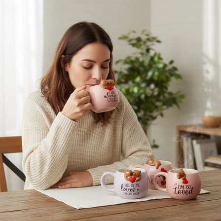 3D Sarkan Capybara Figürlü Porselen Kupa - 420 ml Büyük Boy Kaliteli Porselen Bardak - 4 Farklı Modelden Biri (Sürpriz/Asorti) - Sevimli Hayvanlı Hediyelik Mug