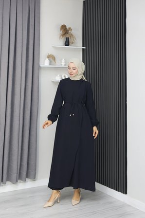 Tatula Tencel Kumaş Uzun Günlük Elbise Siyah 135 cm
