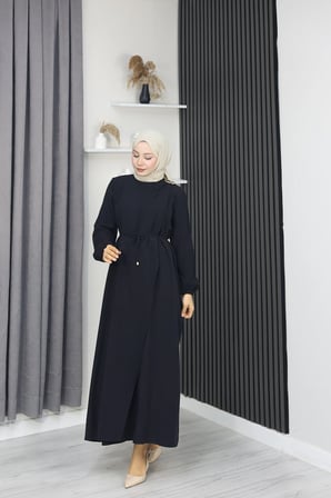 Tatula Tencel Kumaş Uzun Günlük Elbise Siyah 135 cm