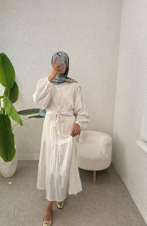 Tatula Kuşak Detaylı Viskon Keten Alt Üst Takım Taş Standart Beden