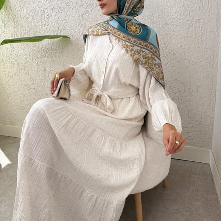 Tatula Kuşak Detaylı Viskon Keten Alt Üst Takım Taş Standart Beden