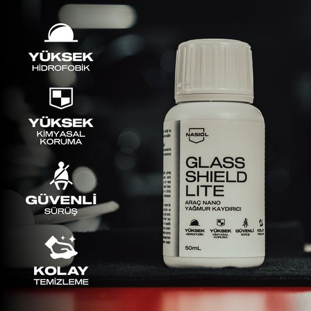 Glasshield Lite Araç Nano Yağmur Kaydırıcı ve Su Itici Sprey-50 Ml-1 Yıl Etkili-Cam Koruma