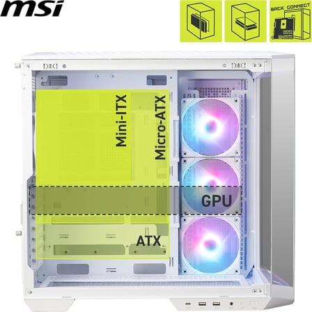 MAG PANO 100R PZ WHITE Temperli Cam 3x120mm 1x120mm ARGB Fan ATX Beyaz Panoramik Gaming Bilgisayar Kasası