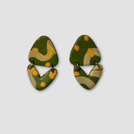 Uretti - Sezen 3274 - El İşi Etnik Plastik Küpe 3.5cm - Yeşil