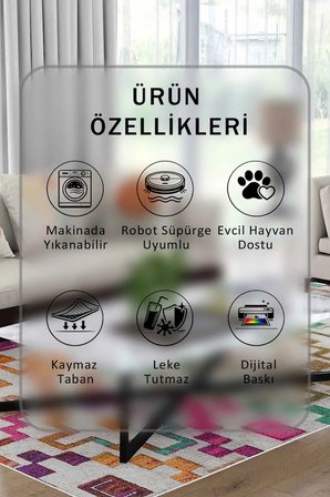 Yıkanabilir Kaymaz Taban Dijital Baskılı Halı ve Yolluk – Leke Tutmaz Salon & Mutfak Halısı