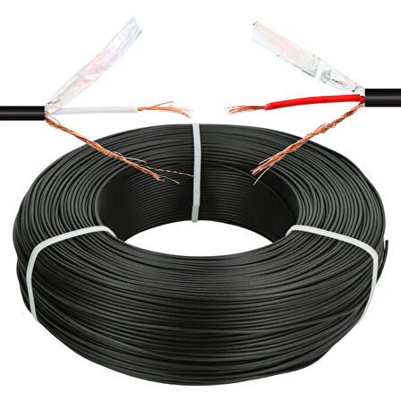 MagicVoice AV808 0.20Mm Kesit Bitişik ve Blendajlı İkili 100 Metre Kalın Walkman Mikrofon Ses Kablosu