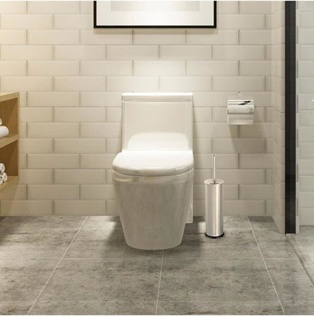 Metal WC Fırçası, Krom Tuvalet Temizleme Fırçası, Paslanmaz Çelik Saplı, Dayanıklı ve Hijyenik Banyo Aksesuarı