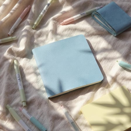Defter, Noktalı Not Defteri – PU Deri Not Defteri – 16,5x16,5 cm, 96 Yaprak (192 Sayfa), 90 gr Ivory Kağıt, Esnek Kapak, Ofis ve Kırtasiye (Buz Mavi)