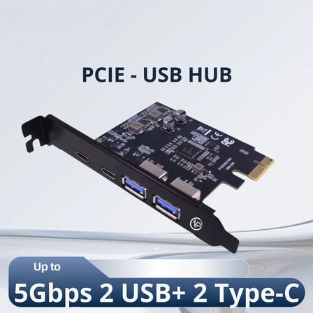 2AC 4 Portlu 2x Type-C ve 2x USB 3.0 (USB 3.2 Gen1) 5Gbps PCI-E Genişletme Kartı