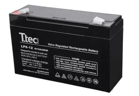 Ttec LP6-12 6 Volt 12 Amper Kuru Akü Bakımsız VRLA AGM Akü (150X50x94mm)