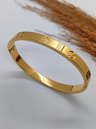 Cartier Model Gold Renk Çelik Bileklik