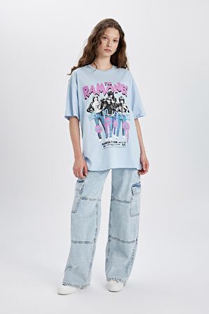 DeFacto Ramones Oversize Geniş Kalıp Bisiklet Yaka Kısa Kollu Tişört C3772AX24SMBE366