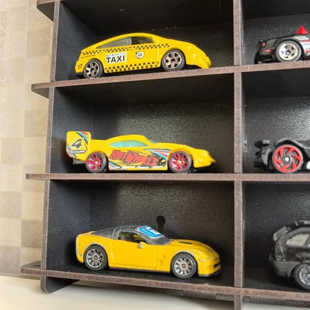 Standard 50 Araç Oyuncak Araba Rafı, 1:64 Ölçek Uyumlu Metal Oyuncak Araç Garaj Duvar Vitrini-Mavi