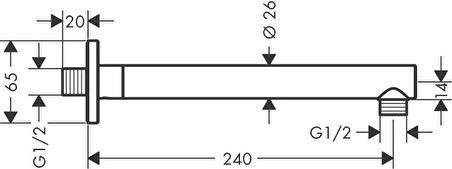 Hansgrohe Vernis Shape 240MM Krom Duş Dirseği