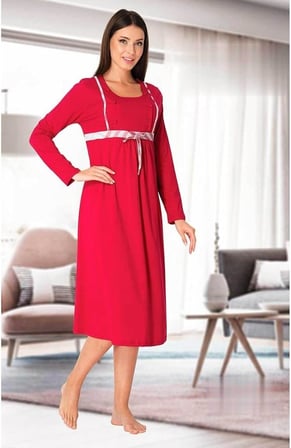 Bestin Kadın Vişne Hamile Lohusa Gecelik, 2XL, D8083EF-86D0018320054
