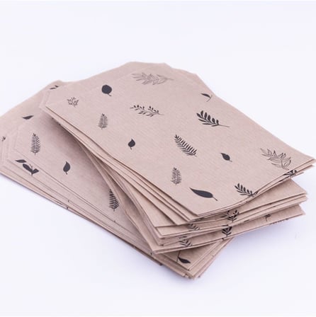 Karışık yaprak desenli kese kağıdı, kraft üzeri siyah 11x20-100 adet