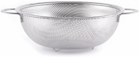 Paslanmaz Çelik Ayaklı Çift Kulplu Süzgeç – Mutfak İçin Metal Sebze, Meyve ve Pirinç Yıkama Süzgeci, Dayanıklı Ayaklı Metal Süzek (22 Cm)