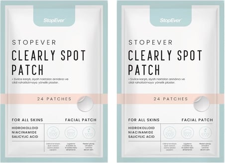 Clearly Spot Patch, Sivilce Karşıtı Şeffaf Plaster 2'li Paket | Ultra İnce, Hidrokolloid + Niacinamide + Salicylic Asit İçerikli Akne Karşıtı Yüz Bandı | 48 adet (2 x 24)