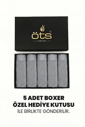 Öts Premium 5’li Erkek Modal Boxer - Hediye Kutulu, Ultra Yumuşak Modal Kumaş, Esnek Kalıp Etiketsiz