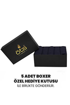 Öts Premium 5’li Erkek Modal Boxer - Hediye Kutulu, Ultra Yumuşak Modal Kumaş, Esnek Kalıp Etiketsiz
