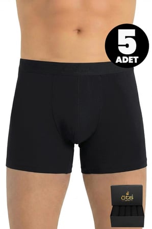 Öts Premium 5’li Erkek Modal Boxer - Hediye Kutulu, Ultra Yumuşak Modal Kumaş, Esnek Kalıp Etiketsiz