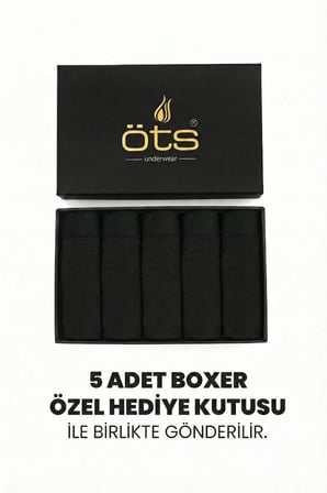 Öts Premium 5’li Erkek Modal Boxer - Hediye Kutulu, Ultra Yumuşak Modal Kumaş, Esnek Kalıp Etiketsiz