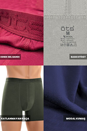 Öts Premium 5’li Erkek Modal Boxer - Hediye Kutulu, Ultra Yumuşak Modal Kumaş, Esnek Kalıp Etiketsiz