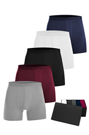 Öts Premium 5’li Erkek Modal Boxer - Hediye Kutulu, Ultra Yumuşak Modal Kumaş, Esnek Kalıp Etiketsiz