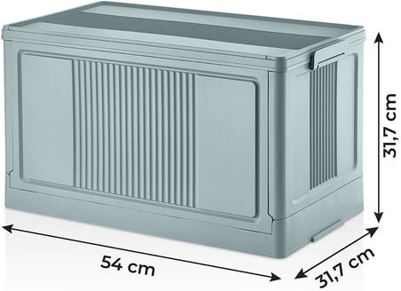 Dev Boy Katlanır Kilit Kapaklı Kasa 55 Litre Hacimli, Yer Kaplamayan Portatif Saklama Kutusu Ardiye, Balkon, Mutfak, Kiler, Bahçe ve Araç Bagajı İçin Güvenli Organizer (MAVİ)