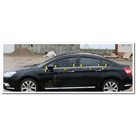 Citroen C5 Krom Cam Çıtası 2008 Sonrası 6 Parça Paslanmaz Çelik