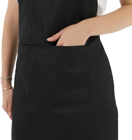Erkek ve Kadınlar için - Şef, Aşçı, Kafe, BBQ, Kuaför Önlüğü Apron 80 x 60 cm Large Rahat Tüm Bedenler Bel Bağları ile Dayanıklı ve Hafif, Yıkanabilir 2 Geniş Cep - 1'li Paket, Siyah