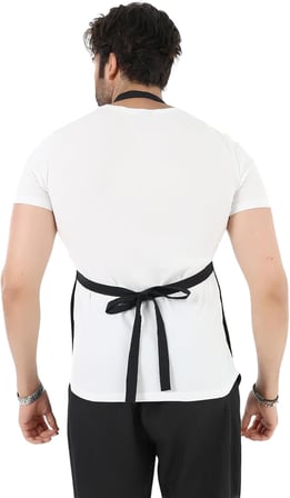 Erkek ve Kadınlar için - Şef, Aşçı, Kafe, BBQ, Kuaför Önlüğü Apron 80 x 60 cm Large Rahat Tüm Bedenler Bel Bağları ile Dayanıklı ve Hafif, Yıkanabilir 2 Geniş Cep - 1'li Paket, Siyah