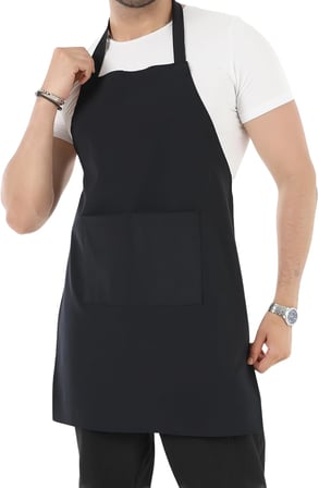 Erkek ve Kadınlar için - Şef, Aşçı, Kafe, BBQ, Kuaför Önlüğü Apron 80 x 60 cm Large Rahat Tüm Bedenler Bel Bağları ile Dayanıklı ve Hafif, Yıkanabilir 2 Geniş Cep - 1'li Paket, Siyah