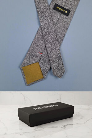 Mikro Desen Gri Kravat & Mendil