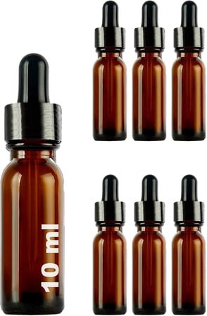10 ml Metal Kapaklı Damlalık Dropper Şişesi Serum 10 cc Cam Şişe 6 Adet (Gold/Altın Kapak, Amber/Kahverengi)