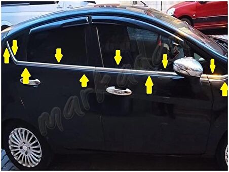 Ford Fiesta Krom Cam Çıtası 2009-2017 8 Parça Paslanmaz Çelik