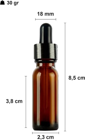 10 ml Metal Kapaklı Damlalık Dropper Şişesi Serum 10 cc Cam Şişe 6 Adet (Siyah Kapak, Amber/Kahverengi)