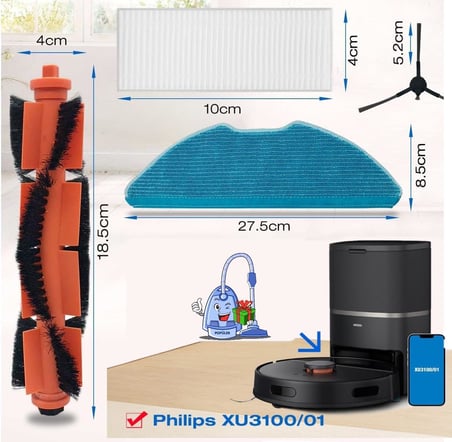 Philips Homerun Serisi 3000, XU3100/01 XU3110/02 ile uyumlu Yedek Parça Seti Robot Süpürge