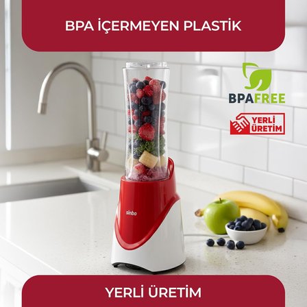 SHB-7508 Kırmızı Shake Take One | 300W Taşınabilir Smoothie Blender | 570 ml Spor Şişe - Çelik Bıçaklı Karıştırıcı