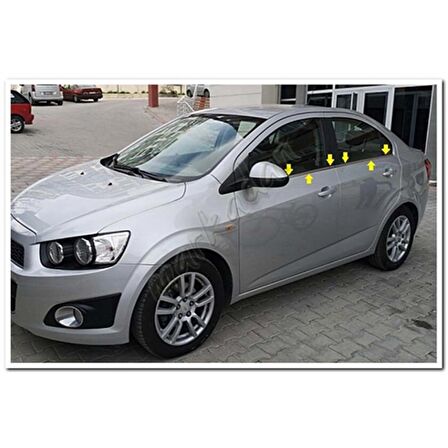 Chevrolet Aveo Sedan Krom Cam Çıtası 2012 Sonrası 4 Parça Paslanmaz Çelik