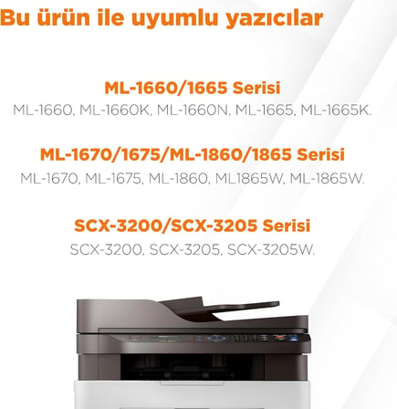 ® MLT-D104S Muadil Toner 2'li Avantaj Paket/ ML-1660 / ML-1665 / ML-1670 / ML-1675 Samsung Uyumlu Muadil Toner