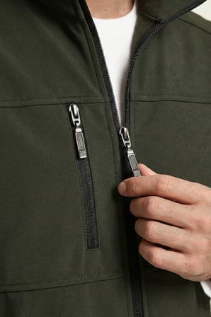 Erkek Yelek Softshell Su Geçirmez Tam Fermuarlı Cepli Normal Kalıp Spor Yelek