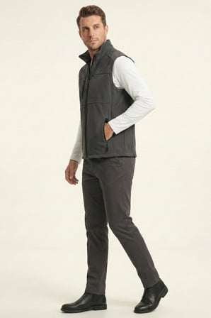 Erkek Yelek Softshell Su Geçirmez Tam Fermuarlı Cepli Normal Kalıp Spor Yelek