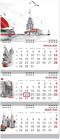 2026 Büyük Boy Gemici Takvimi Denizci Duvar Takvimi istanbul 33x77,5 cm