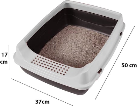 Açık Kedi Tuvaleti, 50x37x17 cm, Yüksek Kenarlı Kedi Tuvalet Kabı, Kum Küreği Hediyeli