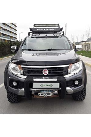 Fiat Fullback Ön Kaput Koruma Rüzgarlığı 3mm Akrilik (ABS) Parlak Siyah Deflektör 2016->