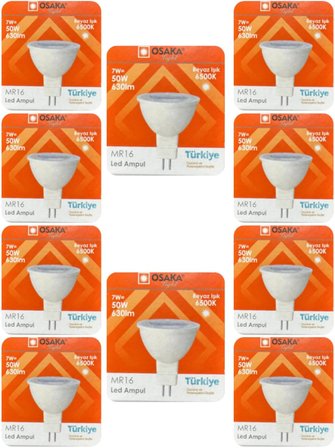 7W (50W) Beyaz Işık (6500K) MR16 G4 Led Çanak Ampul, 10 Adet
