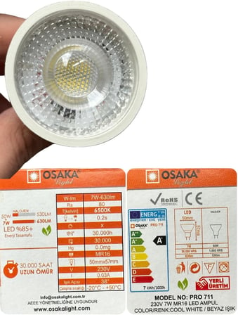 7W (50W) Beyaz Işık (6500K) MR16 G4 Led Çanak Ampul, 10 Adet